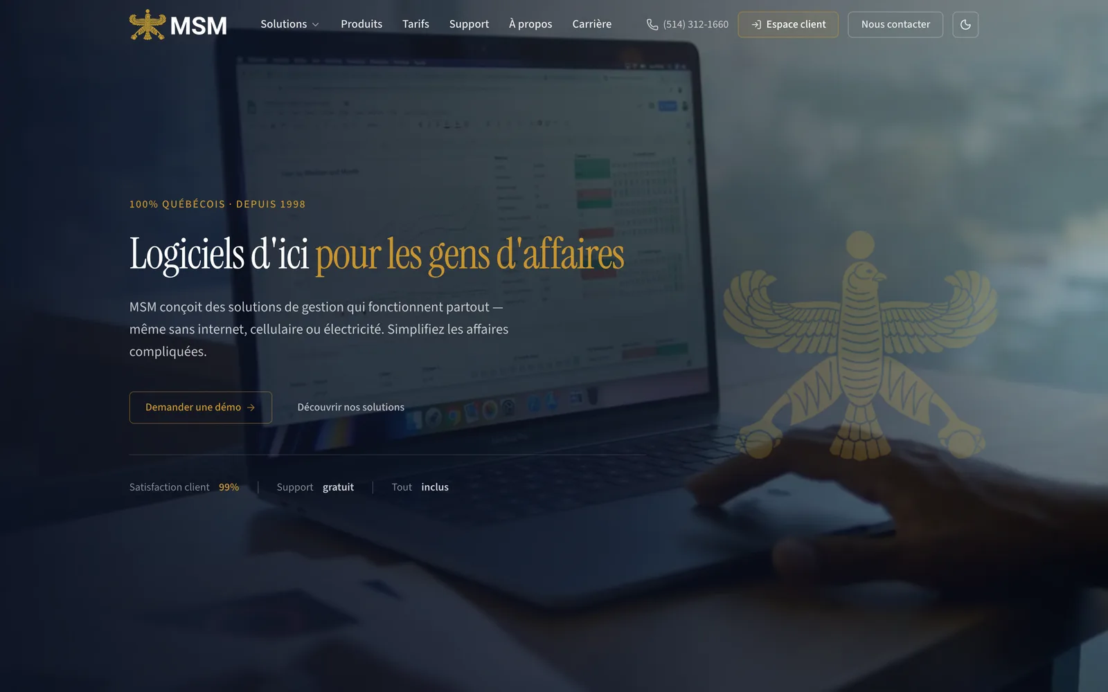 A complete website redesign for a Québec software company.